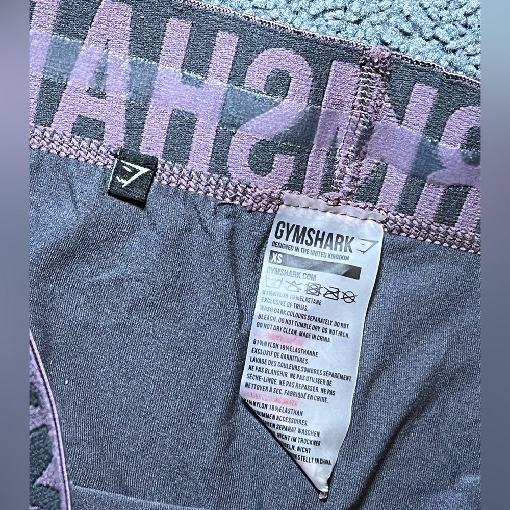 Gymshark Leggings Women XS Seamless Tight Preppy Purple Dark Gray Gym Active - Picture 3 of 5
